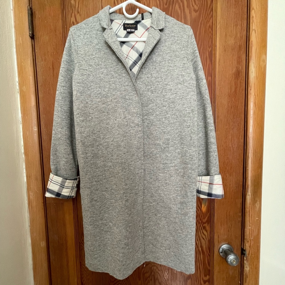 Barbour wool blend summer tartan long jacket NWT